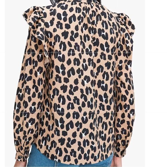 Kate Spade Forest Feline Tie-neck Top Blouse Small - Picture 4 of 15